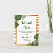 Gold Foil en Green Palm Leaf Beach Weddenschap Bedankkaart (Voorkant)