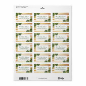 Gold Foil en Green Palm Leaf Beach Weddenschap Etiket (Full Sheet)