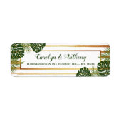Gold Foil en Green Palm Leaf Beach Weddenschap Etiket (Voorkant)