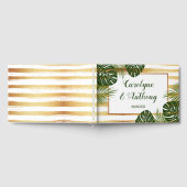 Gold Foil en Green Palm Leaf Beach Weddenschap Gastenboek (Volledig)