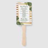 Gold Foil en Green Palm Leaf Beach Weddenschap Handwaaier (Achterkant)