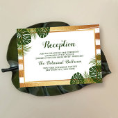 Gold Foil en Green Palm Leaf Beach Weddenschap Informatiekaartje