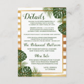 Gold Foil en Green Palm Leaf Beach Weddenschap Informatiekaartje (Voorkant)