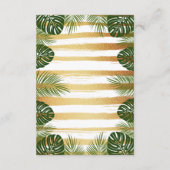 Gold Foil en Green Palm Leaf Beach Weddenschap Informatiekaartje (Achterkant)
