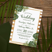 Gold Foil en Green Palm Leaf Beach Weddenschap Kaart