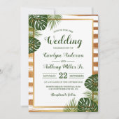 Gold Foil en Green Palm Leaf Beach Weddenschap Kaart (Voorkant)