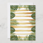Gold Foil en Green Palm Leaf Beach Weddenschap Kaart (Achterkant)