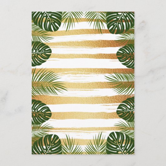 Gold Foil en Green Palm Leaf Beach Weddenschap Menu (Achterkant)