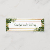 Gold Foil en Green Palm Leaf Beach Weddenschap Mini Visitekaartje (Achterkant)