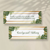 Gold Foil en Green Palm Leaf Beach Weddenschap Mini Visitekaartje