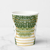 Gold Foil en Green Palm Leaf Beach Weddenschap Papieren Bekers (Rechts)