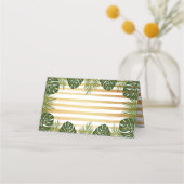 Gold Foil en Green Palm Leaf Beach Weddenschap Plaatskaartje (Achterkant)