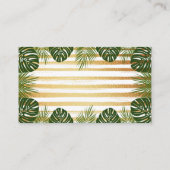 Gold Foil en Green Palm Leaf Beach Weddenschap Plaatskaartje (Achterkant)