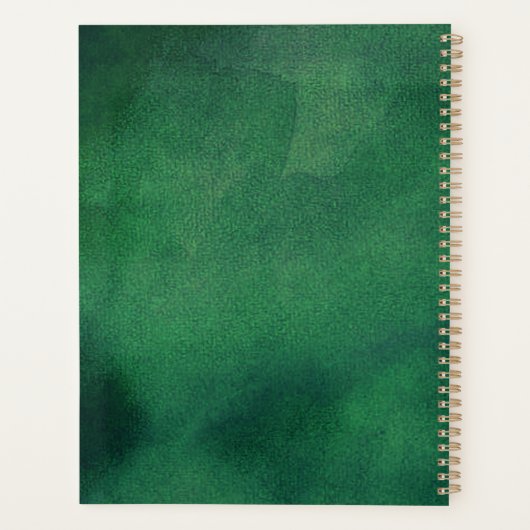 Gold Foil en Green Palm Leaf Beach Weddenschap Planner (Achterkant)