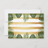 Gold Foil en Green Palm Leaf Beach Weddenschap RSVP Kaartje (Achterkant)