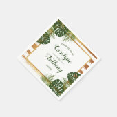 Gold Foil en Green Palm Leaf Beach Weddenschap Servet (Hoek)