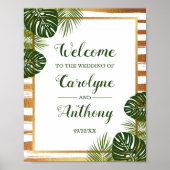 Gold Foil en Green Palm Leaf Beach Weddenschap Wel Poster (Voorkant)