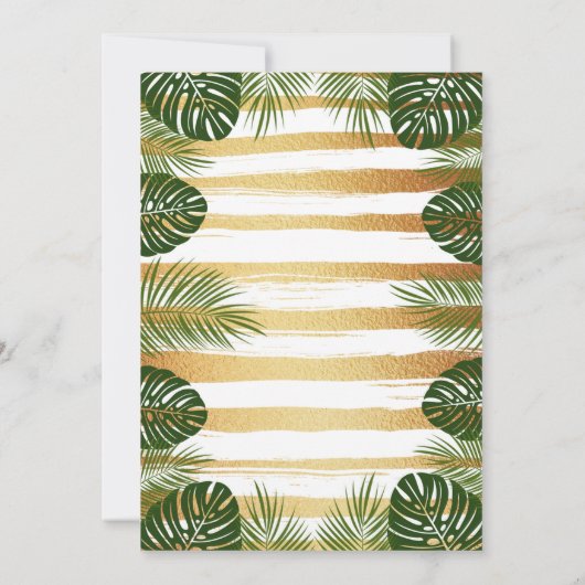 Gold Foil en Green Palm Leaf Vrijgezellenfeest Kaart (Achterkant)
