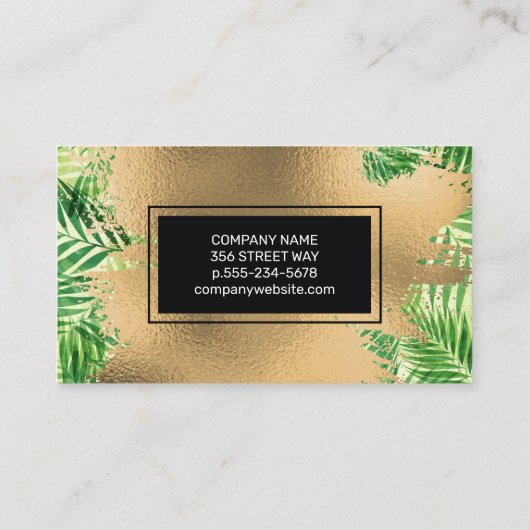 Gold Foil en Palm Leaves Visitekaartje (Achterkant)