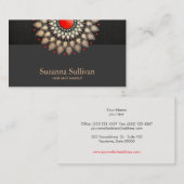 Gold Foil en Red Black Linen look Cosmetology Visitekaartje (Voorkant / Achterkant)