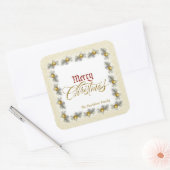 Gold Foil en Red Merry kerst op maat Vierkante Sticker (Envelop)