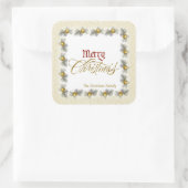 Gold Foil en Red Merry kerst op maat Vierkante Sticker (Tas)