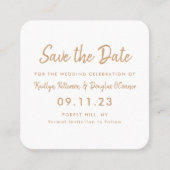 Gold Foil en Script Save the Date Kaart Vierkante Visitekaartje (Voorkant)