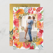 Gold Foil en Waterverf Flowers Sla de datumkaarten Save The Date (Voorkant / Achterkant)