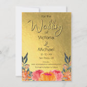 Gold Foil en Waterverf Flowers Sla de datumkaarten Save The Date (Achterkant)