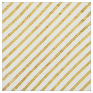 Gold Foil en White Diagonal Stripes Pattern Stof