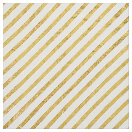 Gold Foil en White Diagonal Stripes Pattern Stof (Swatch)