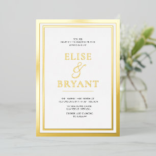 Gold Foil en White Simple Modern Weddenschap Folie Uitnodiging