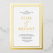 Gold Foil en White Simple Modern Weddenschap Folie Uitnodiging (Voorkant)