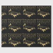 Gold Foil en zwart gevlekt kerstpapier Cadeaupapier (Vlak)