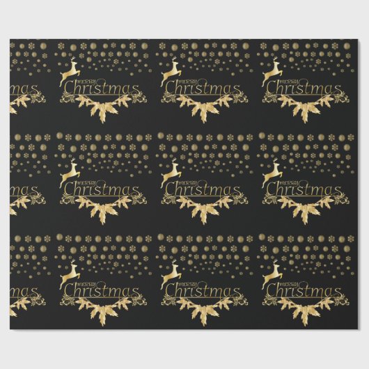 Gold Foil en zwart gevlekt kerstpapier Cadeaupapier (Vlak)