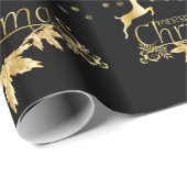 Gold Foil en zwart gevlekt kerstpapier Cadeaupapier (Rol Hoek)
