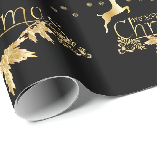 Gold Foil en zwart gevlekt kerstpapier Cadeaupapier (Rol Hoek)