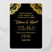 Gold foil en zwarte luxe uitnodigingskaart folie uitnodiging (Voorkant)