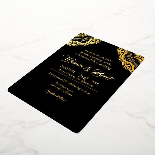 Gold foil en zwarte luxe uitnodigingskaart folie uitnodiging (Gedraaid)