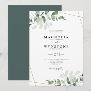 Gold Foil Eucalyptus Botanical Weduwen Invitation Kaart