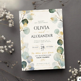Gold Foil Eucalyptus Elegant Botanical Leaves Kaart