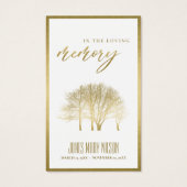 GOLD FOIL FALL TREE SYMPATHY MEMORIAL PRAYD CARD VISITEKAARTJE (Voorkant)