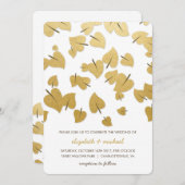 Gold Foil Falling Leaves Weduwen Uitnodiging (Voorkant / Achterkant)