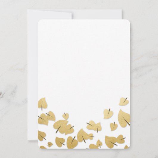 Gold Foil Falling Leaves Weduwen Uitnodiging (Achterkant)