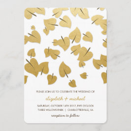 Gold Foil Falling Leaves Weduwen Uitnodiging