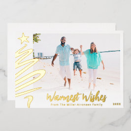 Gold Foil Family Beach - kerstboomfotokaart Folie Feestdagenkaart