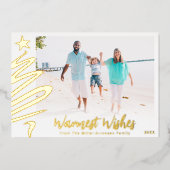 Gold Foil Family Beach - kerstboomfotokaart Folie Feestdagenkaart (Voorkant)