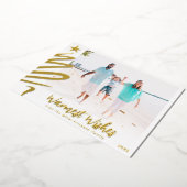 Gold Foil Family Beach - kerstboomfotokaart Folie Feestdagenkaart (Gedraaid)