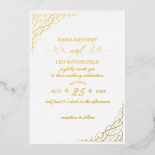 Gold Foil Fancy Calligraphy Wedding Invitation Folie Uitnodiging