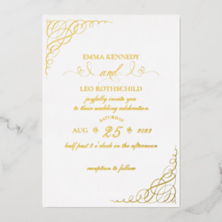 Gold Foil Fancy Calligraphy Wedding Invitation Folie Uitnodiging